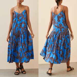 Anthropologie Cobalt Paisley Midi Dress